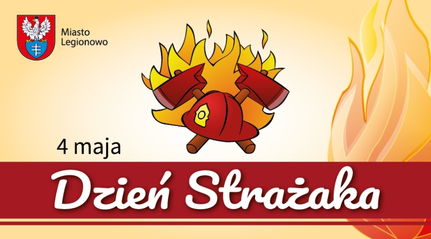 Na grafice kask strażacki z napisem Dzień Strażaka 4 maja