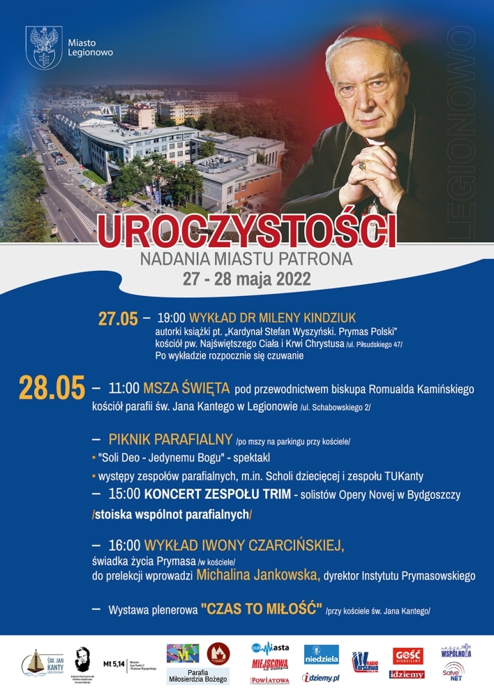Plakat promujący nadanie miastu patrona - Kard. Stefana Wyszyńskiego