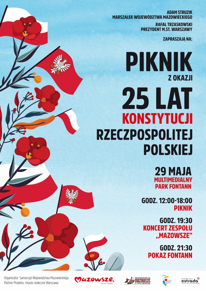 Plakat promujący Piknik z okazji 25 lat Konstytucji RP
