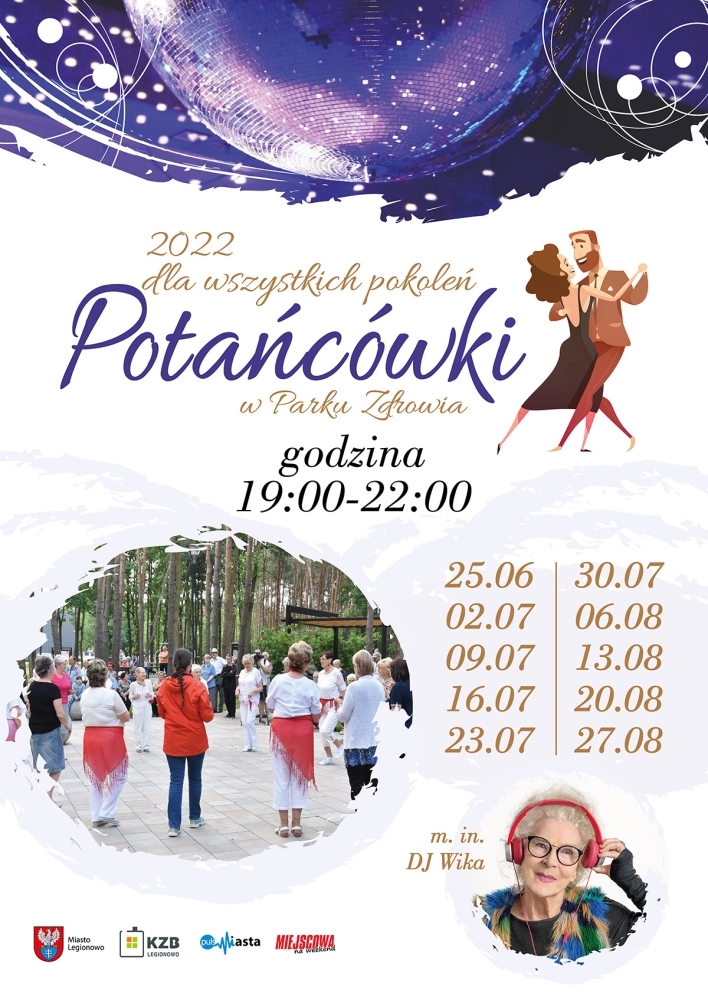 Plakat promujący Potańcówki w Parku Zdrowia