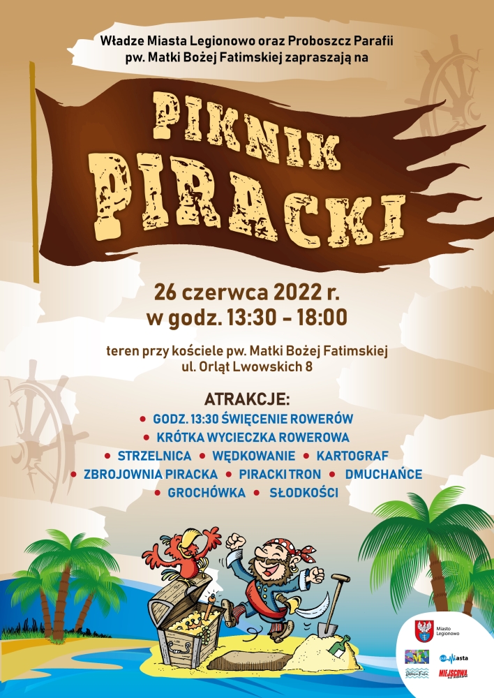 Plakat promujący Piknik Piracki w Legionowie