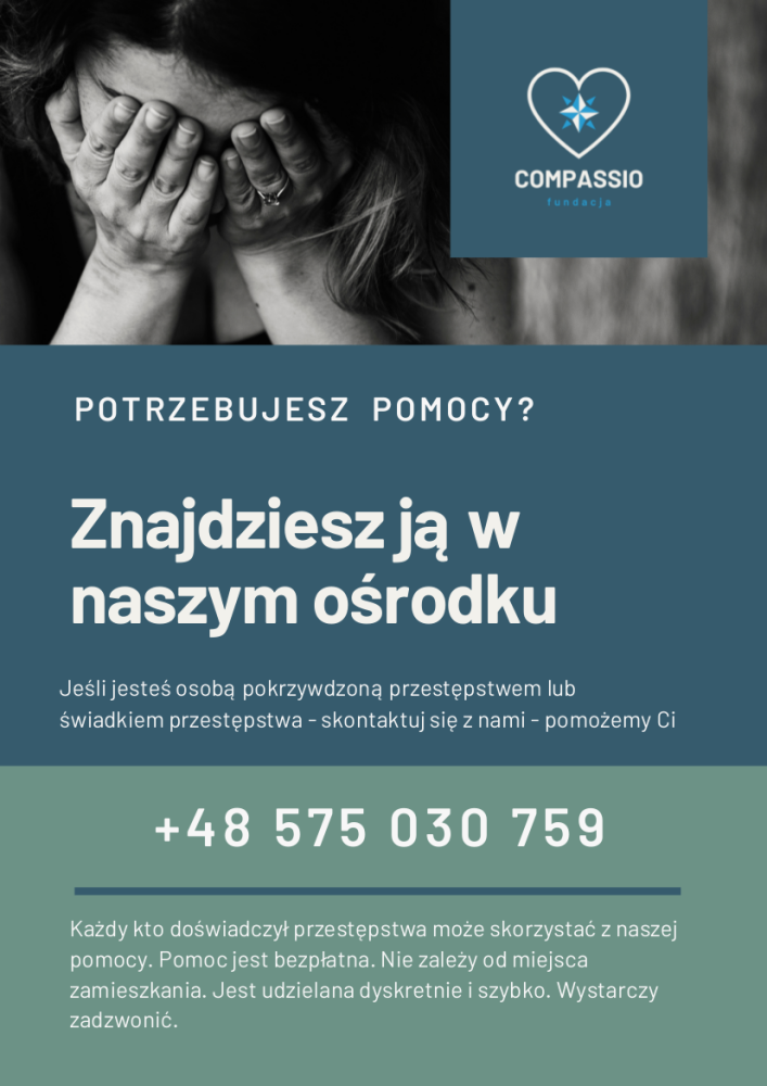 Informacje dla osób pokrzywdzonych przestępstwem. Opis do plakatu znajduje się w tekście