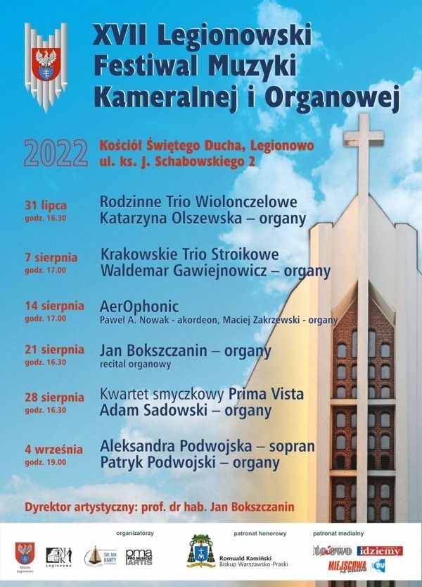 Plakat promujący Legionowski Festiwal Muzyki Kameralnej i Organowej