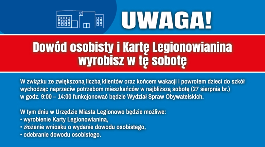 Grafika promująca otwarty urząd w sobotę