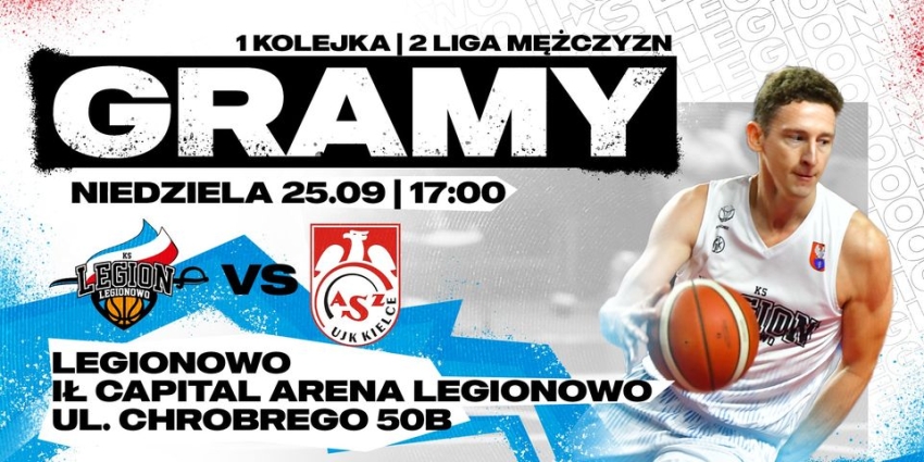 Grafika promująca mecz inauguracyjny koszykówki