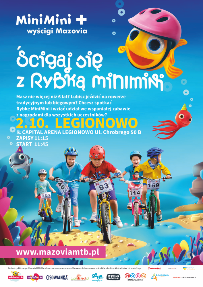 Plakat promujący wydarzenie - Ścigaj się z Rybką Minimini