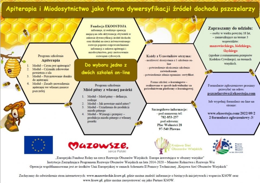 Plakat promujący szkolenia z apiterapii