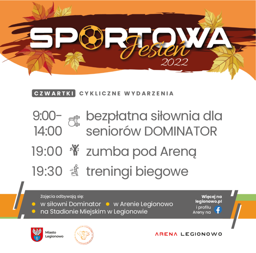 Grafika informująca o zajęciach w ramach Sportowej Jesieni
