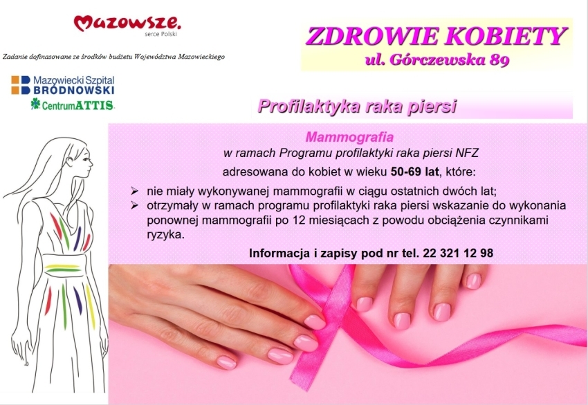 Grafika promująca Białą Sobotę - Profilaktyka raka piersi