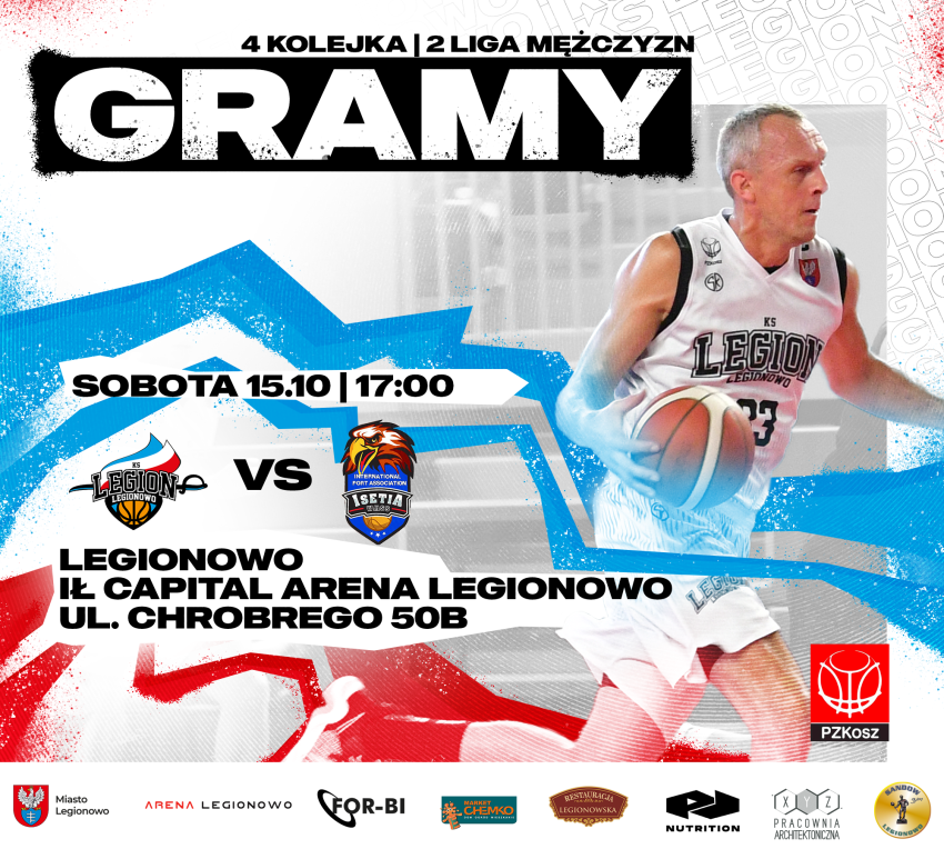Grafika promująca mecz koszykarski