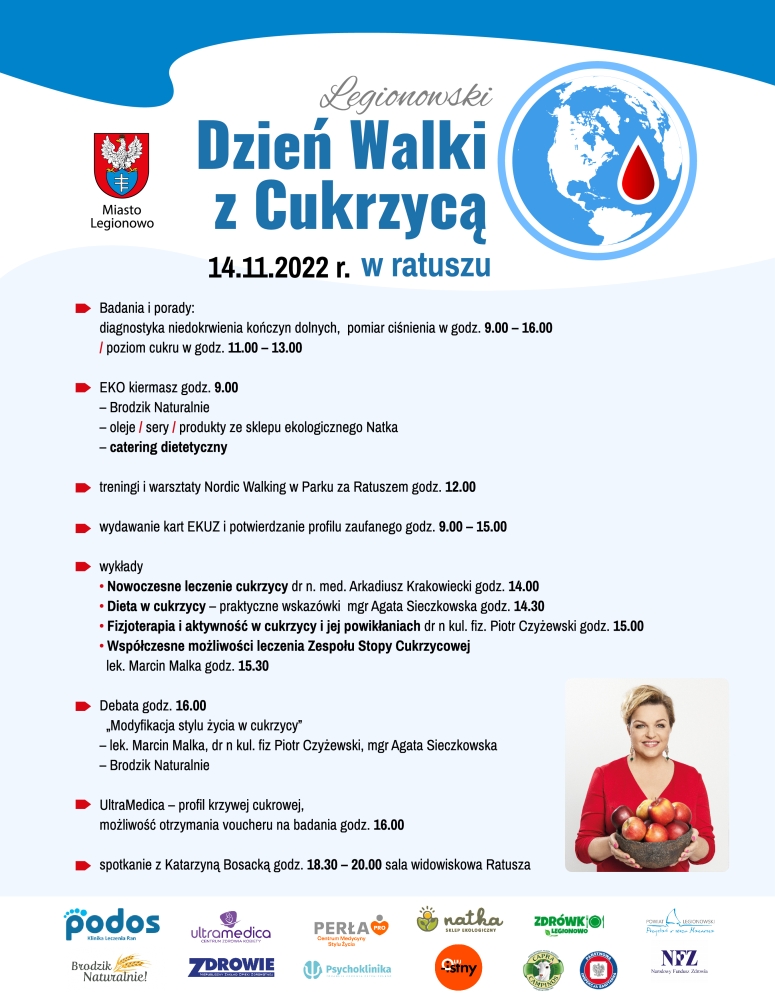 Grafika promująca legionowski Dzień Walki z Cukrzycą