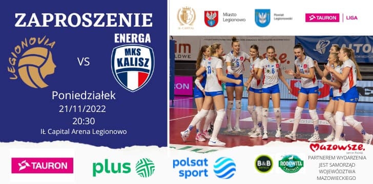 Grafika promująca mecz IŁ Capital Legionovia Legionowo - Energa MKS Kalisz