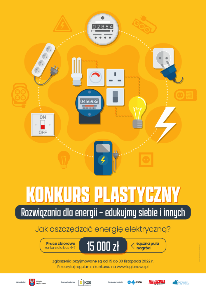 Grafika konkursu plastycznego na plakat pod hasłem 'Rozwiązania dla energii – edukujmy siebie i innych'