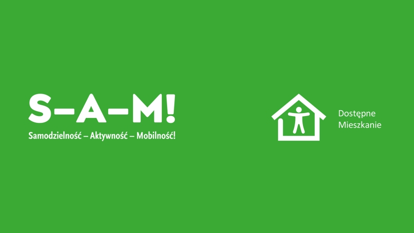 Grafika z napisem: S-A-M! Samodzielność - Aktywność - Mobilność!