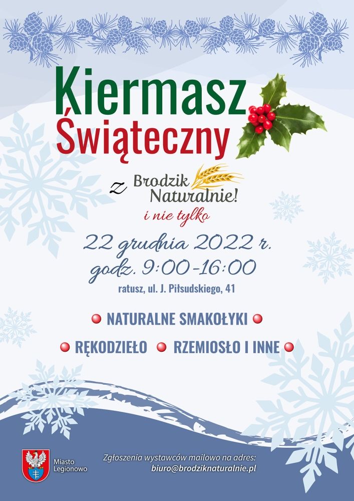Plakat promujący Kiermasz świąteczny 2022 w Legionowie