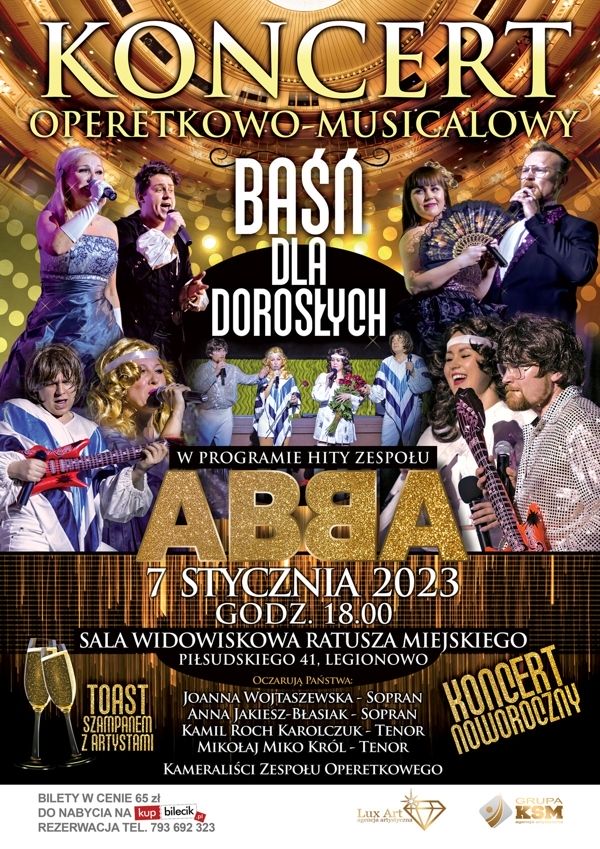 Plakat promujący operetkę i musical - Baśń dla dorosłych