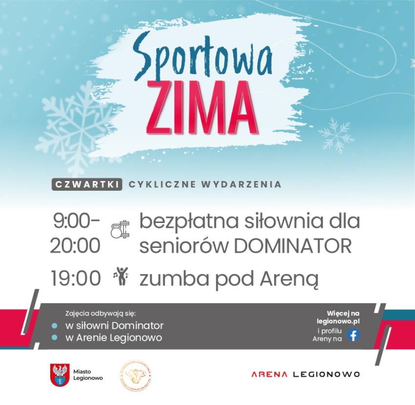 Grafika informująca o zajęciach w ramach Sportowej Zimy