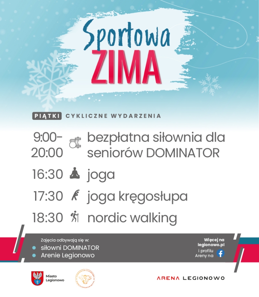Grafika informująca o zajęciach w ramach Sportowej Zimy