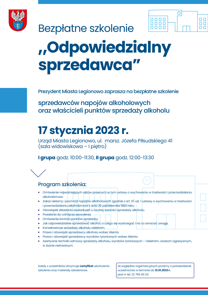 Plakat informujący o bezpłatnym szkoleniu 'Odpowiedzialny sprzedawca'