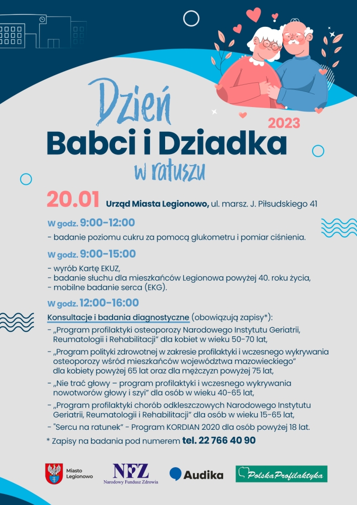 Plakatk promujący Dzień Babci i Dziadka w ratuszu 2023