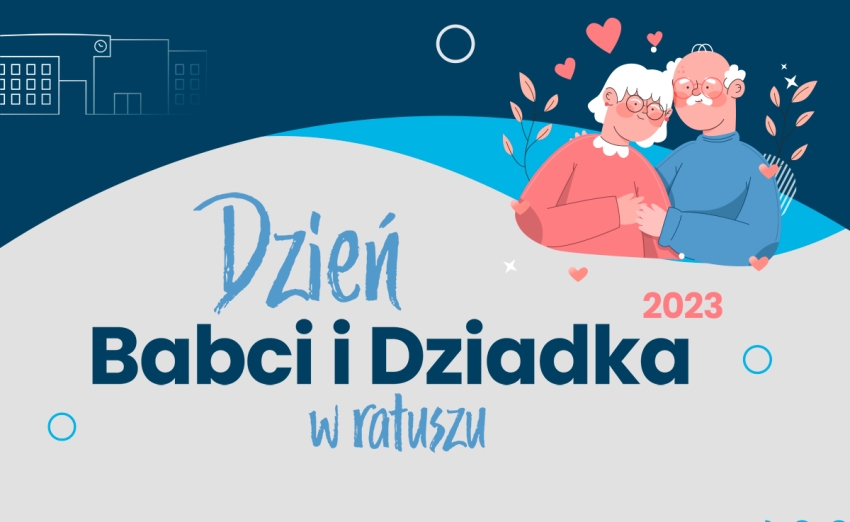 Grafika promująca Dzień Babci i Dziadka w ratuszu 2023 w Legionowie
