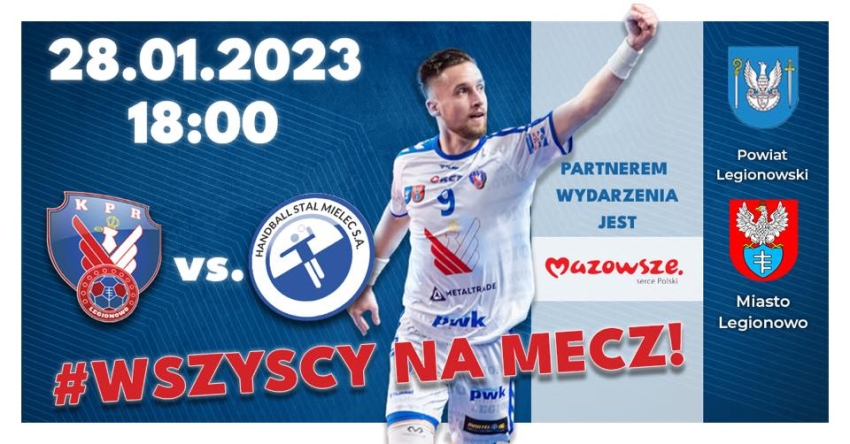 Grafika promująca mecz KPR Legionowo - Handball Stal Mielec