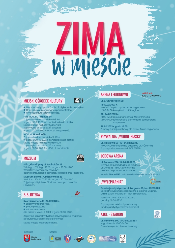 Plakat promujący akcję Zima w mieście 2023 - Legionowo