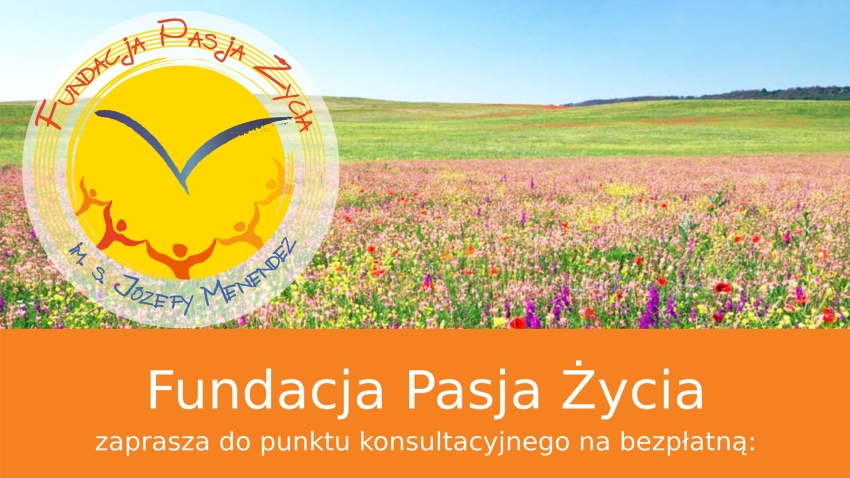 Grafika z napisem i logo - Fundacja Pasja Życia
