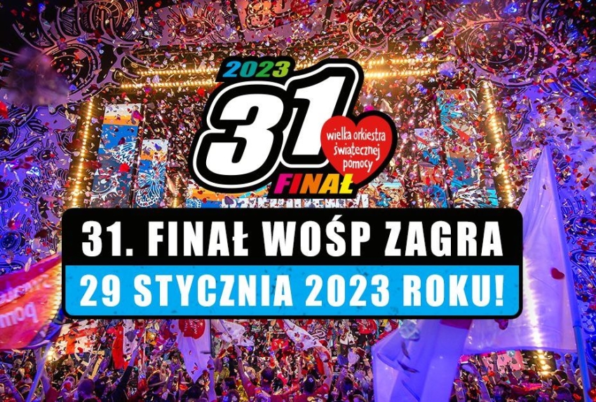 Grafika informująca o finale WOŚP 29 stycznia 2023 r.