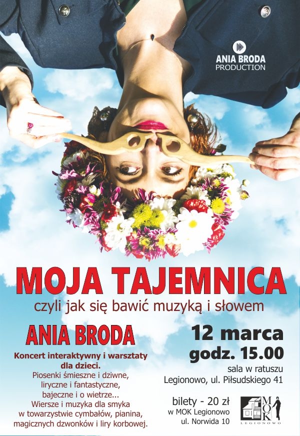 Plakat promujący Koncert dla dzieci: Moja tajemnica czyli jak się bawić muzyką i słowem