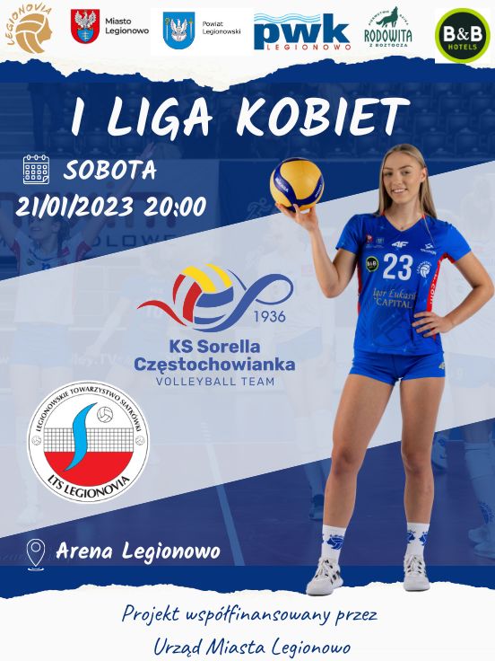 Plakat promujący mecz LTS Legionovia Legionowo - KS Sorella Częstochowianka