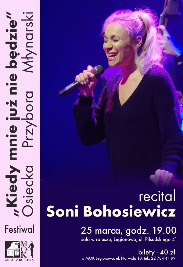 Plakat promujący recital Soni Bohosiewicz w Legionowie