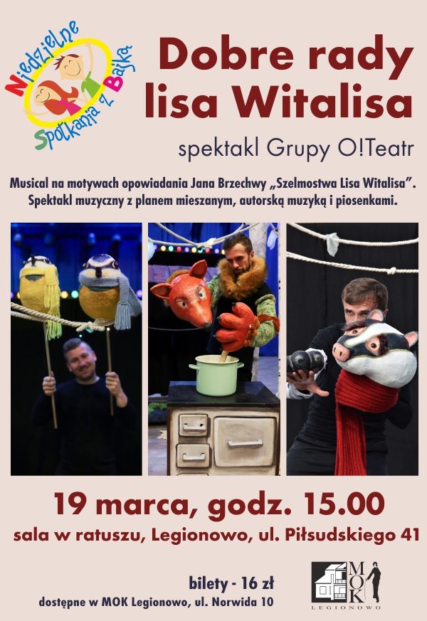 Plakat spektaklu dla dzieci - Dobre rady lisa Witalisa