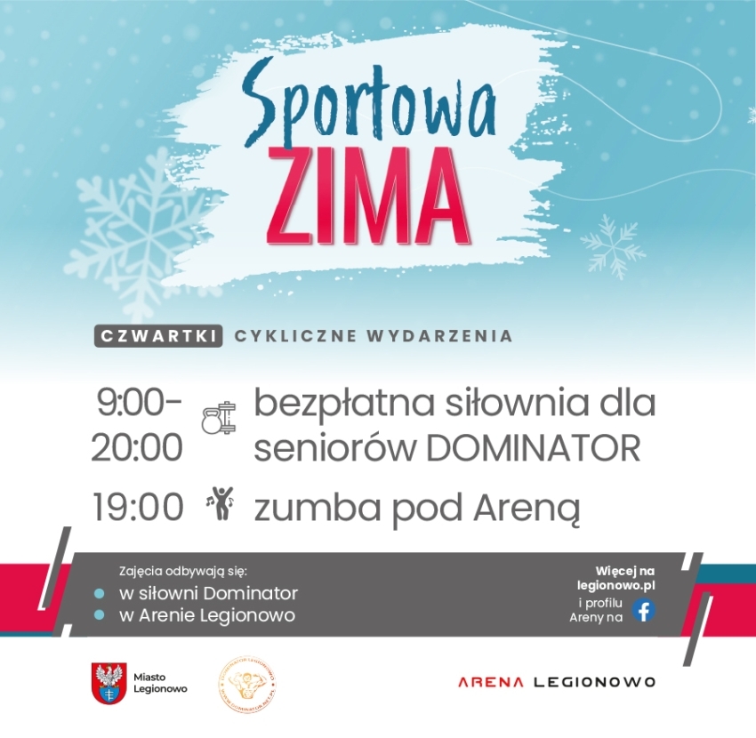 Grafika informująca o zajęciach w ramach Sportowej Zimy