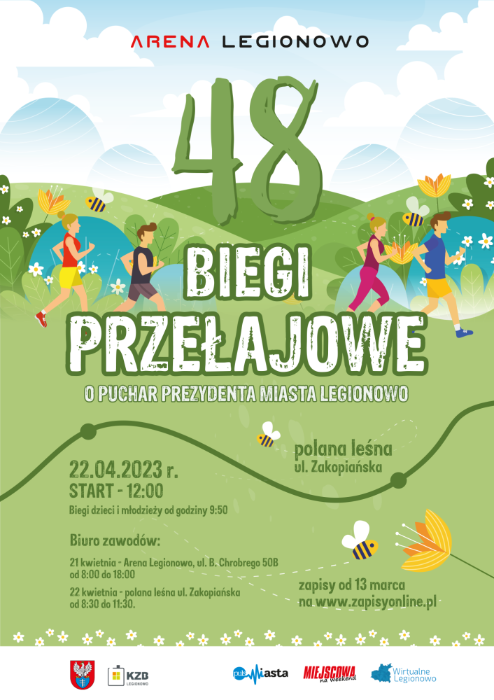 Plakat promujący 48. Biegi Przełajowe w Legionowie