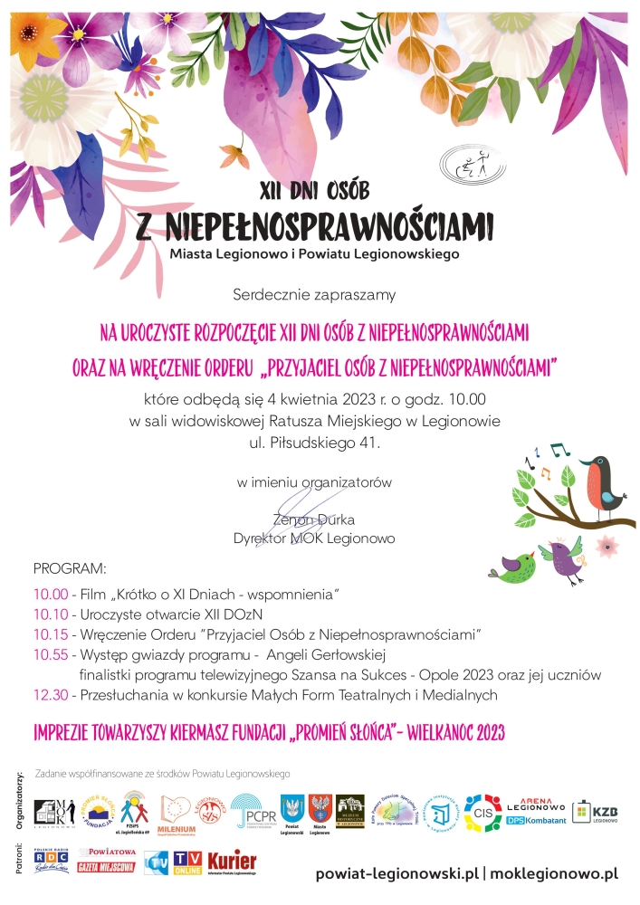 Plakat z zaproszeniem na uroczyste rozpoczęcie XII Dni Osób z Niepełnosprawnościami