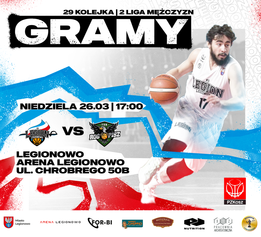 Grafika promująca mecz: KS Legion - TSK Roś Pisz
