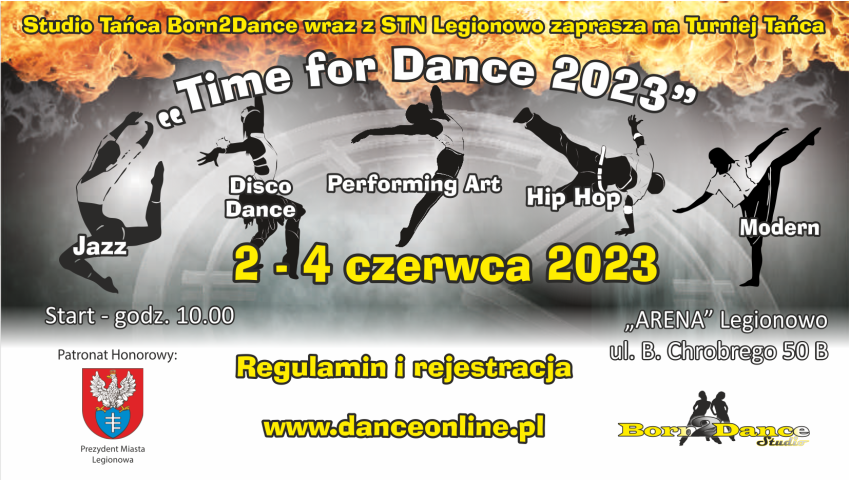 Grafika reklamująca turniej tańca - Time for Dance 2023