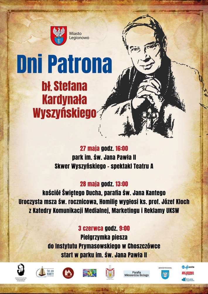 Plakat promujący Dni Patrona miasta - Stefana Wyszyńskiego