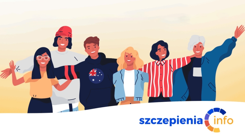 Graficznie przedstawione postacie kilku osób z logo szeczepienia.info