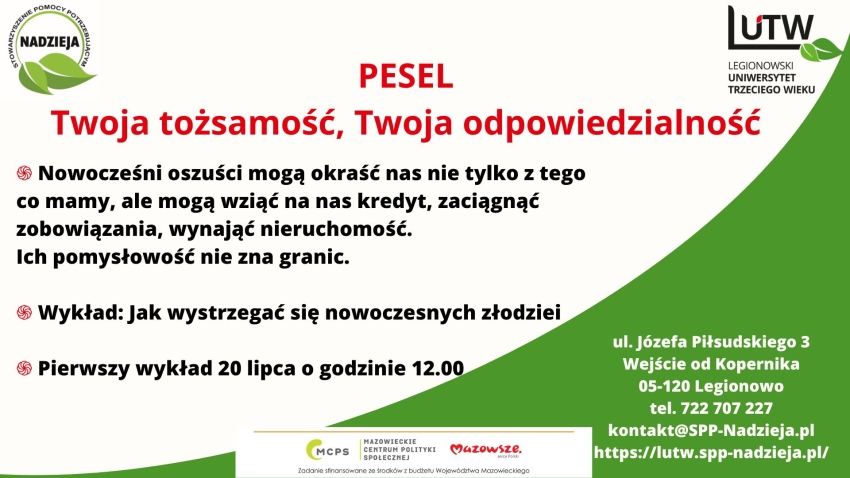plakat inforumjący o wykładzie jak wystrzegać się nowoczesnych złodziei