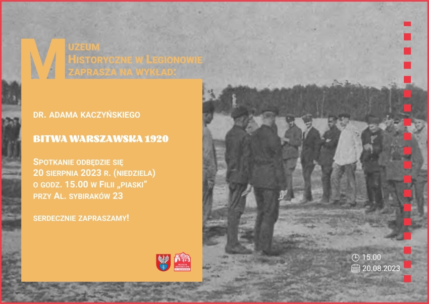 Plakat informujący o wykładzie Bitwa Warszawska 1920