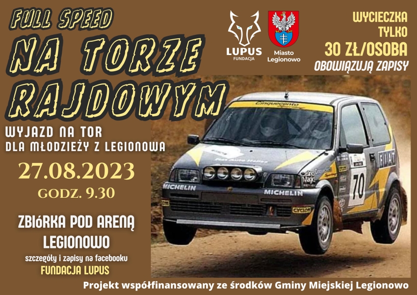 Plakat promujący wyjazd na tor wyścigowy