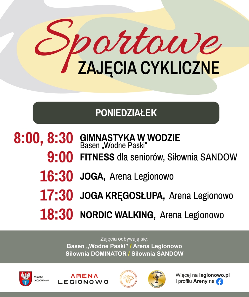 Grafika informująca o zajęciach w ramach Sportowe zajęcia cykliczne