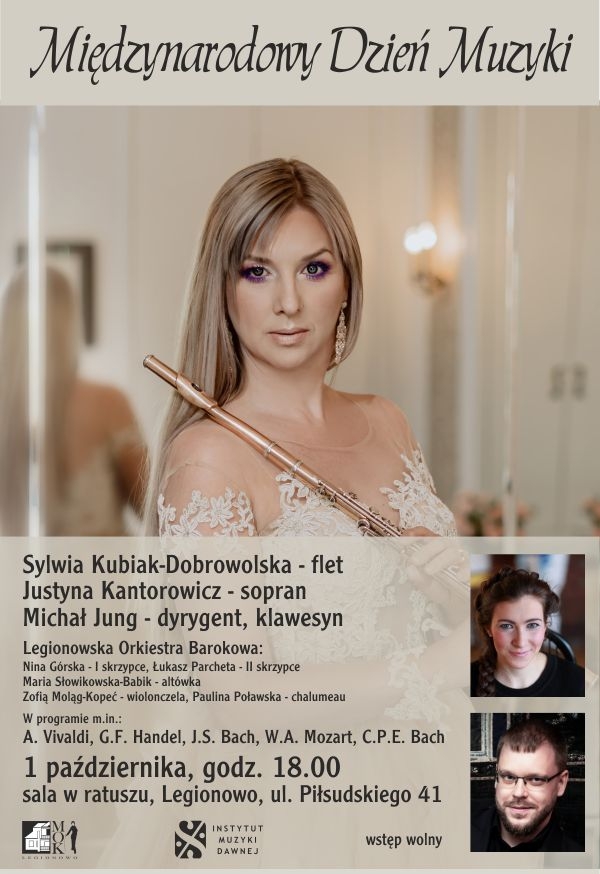 Plakat informujący o koncercie z okazji Międzynarodowego Dnia Muzyki.