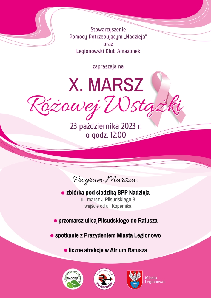 Plakt informujący o Marszu Różowej Wstążki