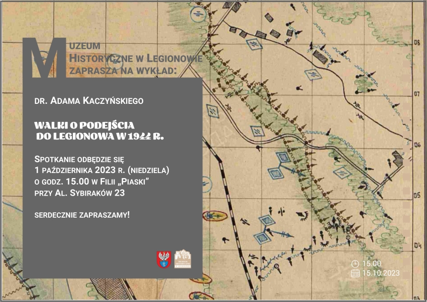 Plakat dotyczący wykładu pt. walki o podejścia do Legionowa w 1944 r.