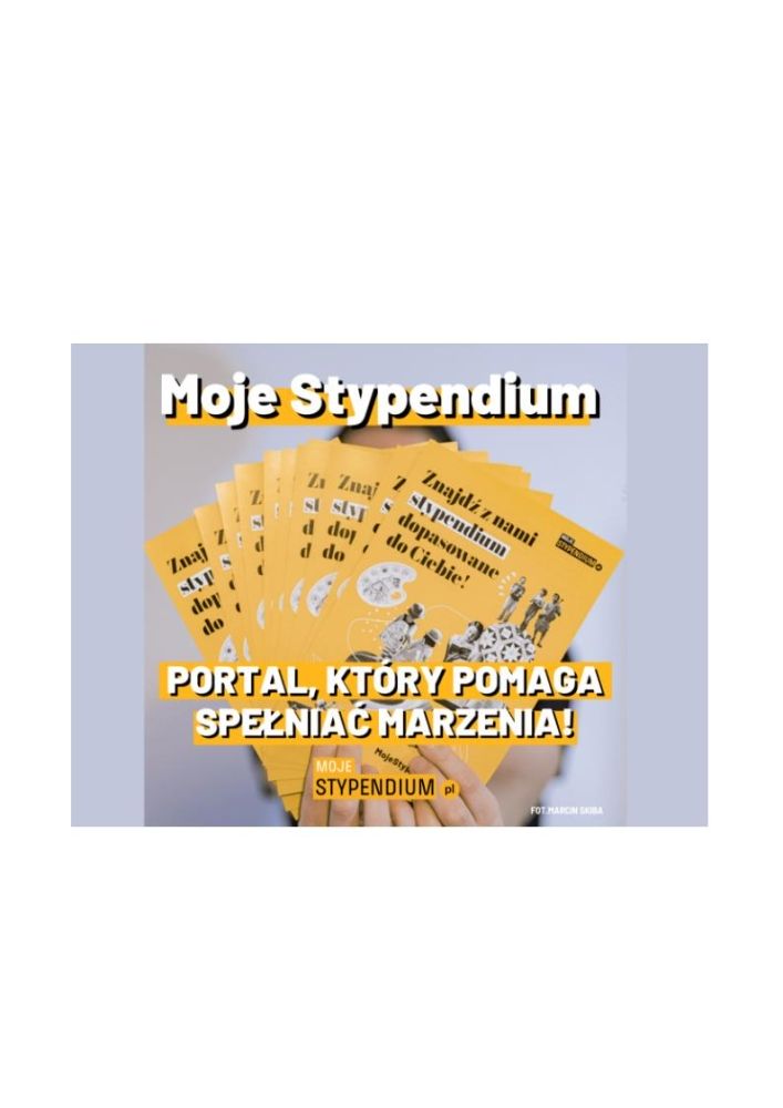 Plakat informujący o akcji mojestypendium.pl