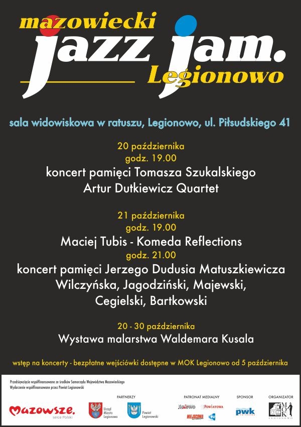 plakat informujący o Mazowieckim jazz jam