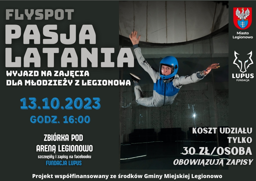 Plakat informujący o wyjeździe do flyspot.